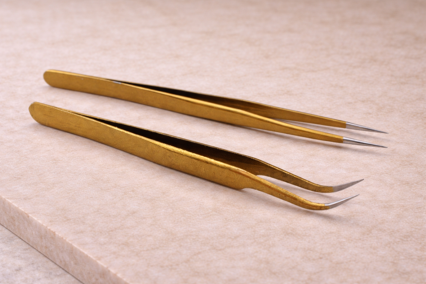 Pro Pinzetten-Set Gold – Gerade & Gebogen