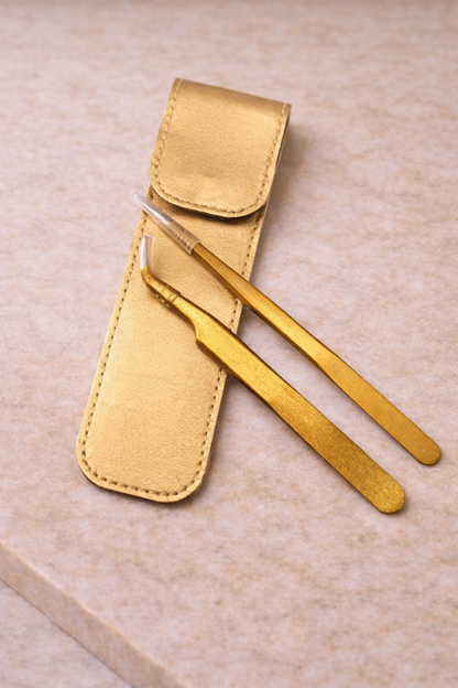Pro Pinzetten-Set Gold – Gerade & Gebogen